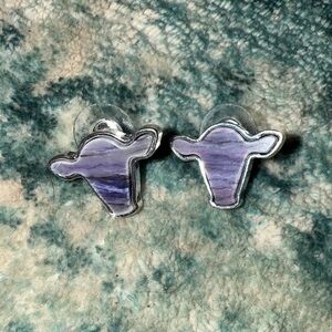 Purple Bull Head Earrings